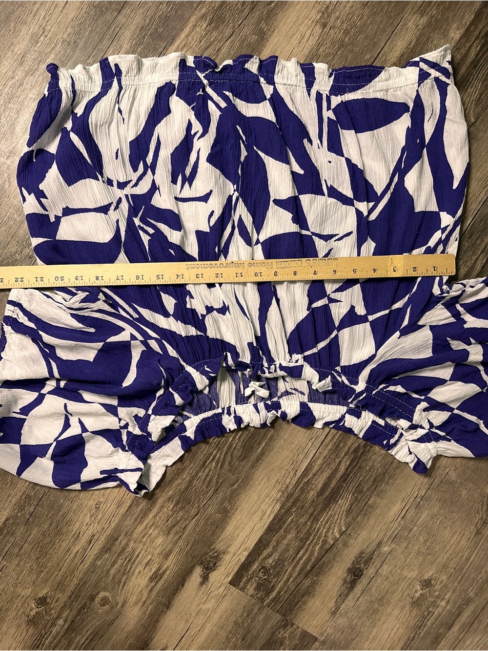 Maurices‎ Purple and White Printed Puff-Sleeve Blouse off the shoulder - Picture 9 of 12